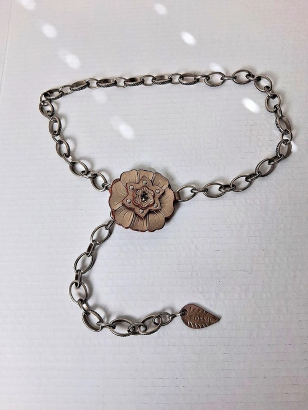 Fossil Boho Statement Flower Chain Belt Necklace